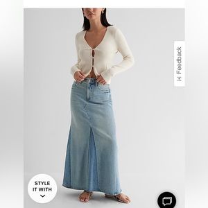 High Waisted Two-Tone Maxi Denim Skirt
